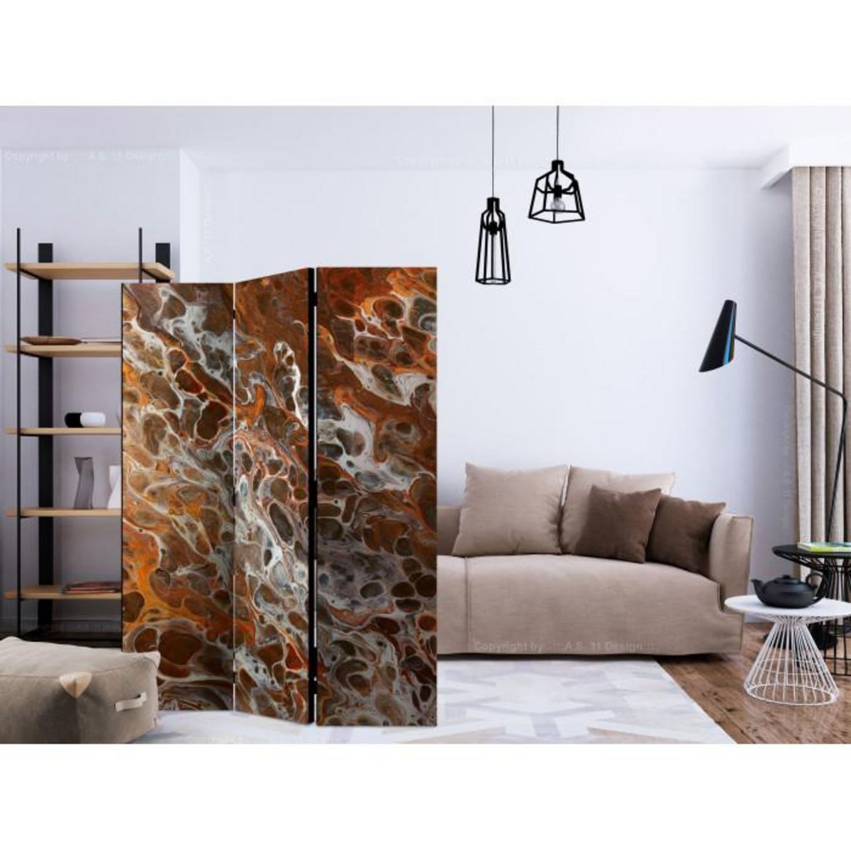 Paris Prix Paravent 3 Volets  Brown Craters  135x172cm