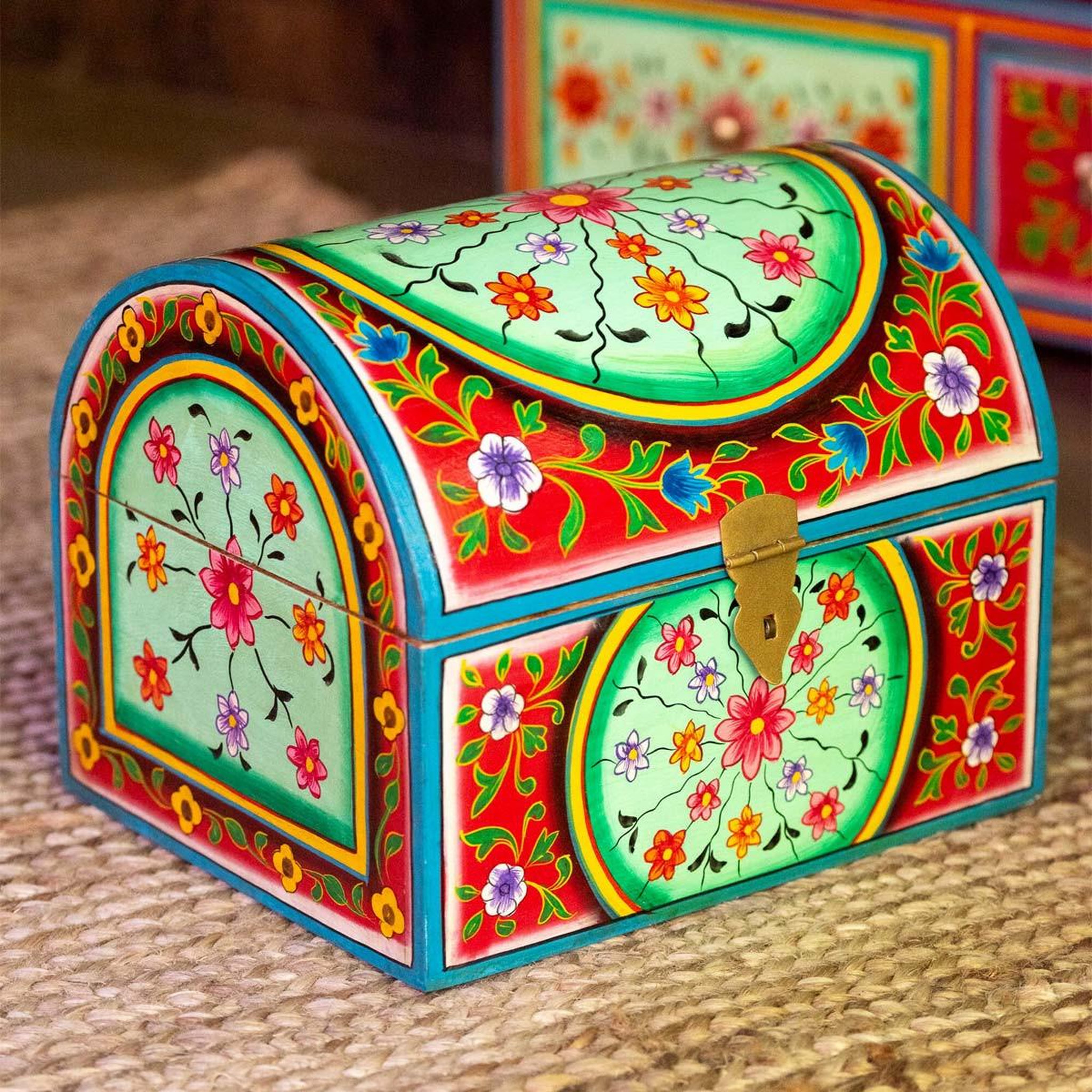 Voir la diapositive 3 : J-LINE Boîte déco  mumbai  28cm multicolore