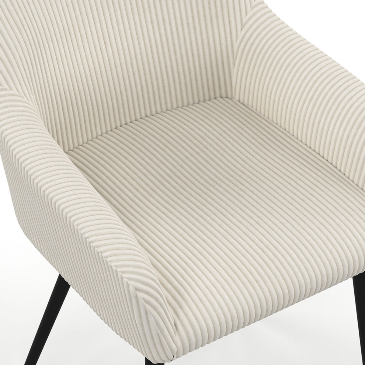 ID MARKET Lot de 2 chaises de salle à manger, fauteuils de table JANY en velours côtelé beige