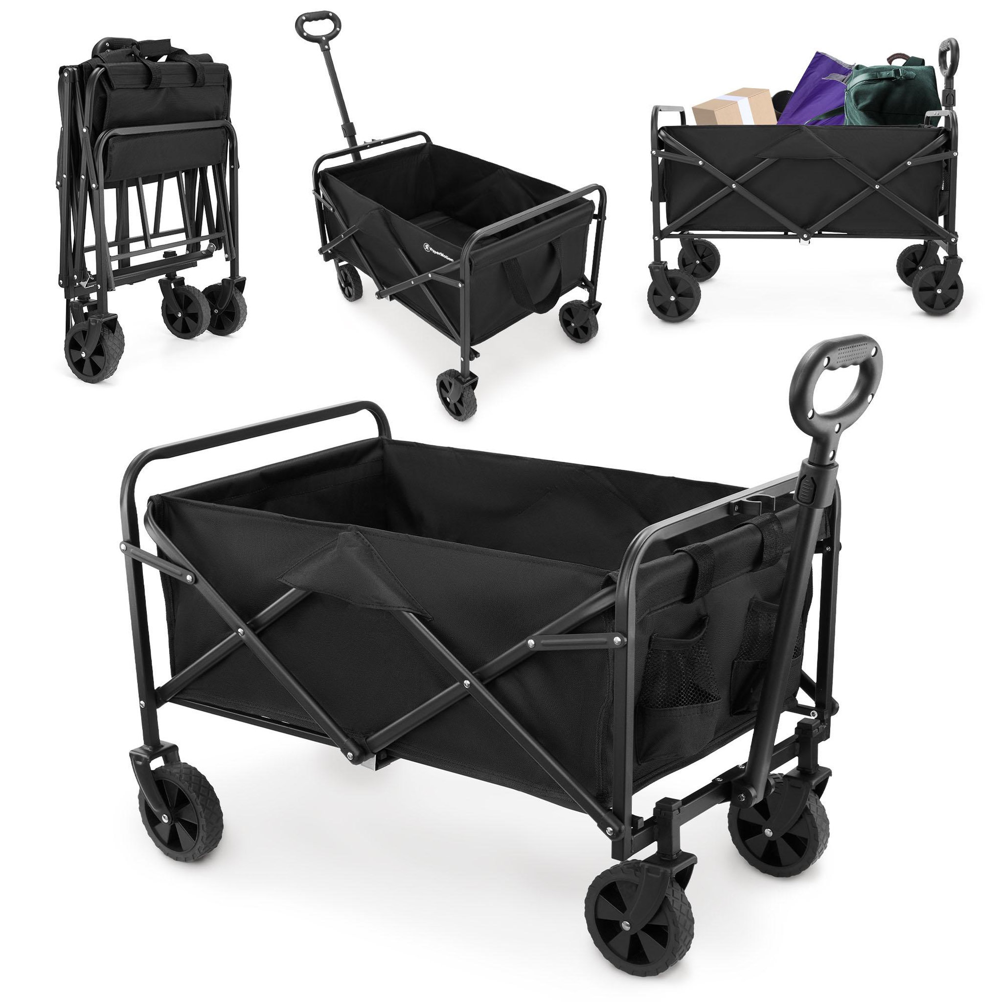 HYPERMOTION Chariot de Transport Pliable HyperMotion 80L, Trolley Compact 80kg en acier, Roues tout-terrain 7