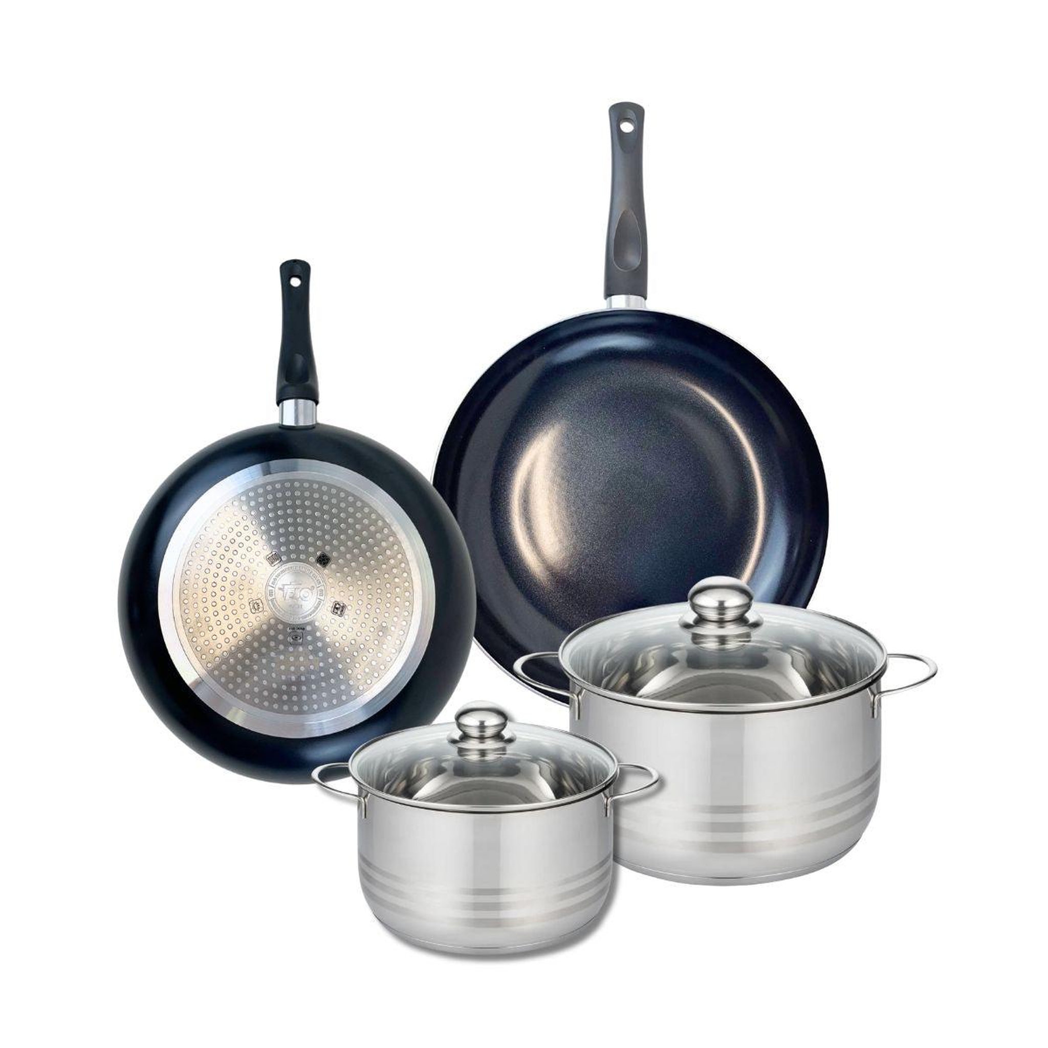 ELO Ensemble de 2 poêles de cuisson 28 et 32 cm et 2 faitouts 20 et 24 cm elo prima brillant