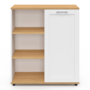 Voir la diapositive 3 : ID MARKET Buffet d'appoint 70 cm VITO 3 étagères et placard blanc et plateau bois