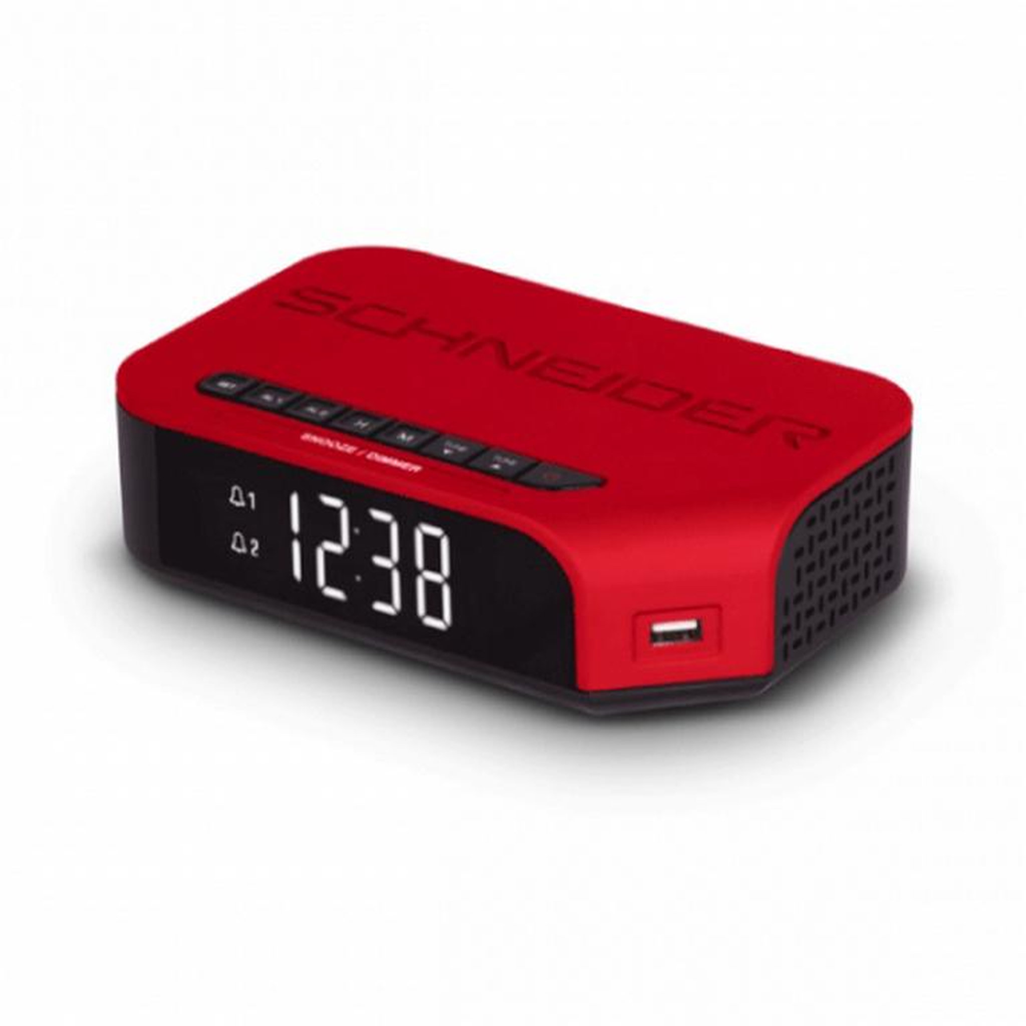 SCHNEIDER Radio-réveil double alarme rouge - sc310aclred