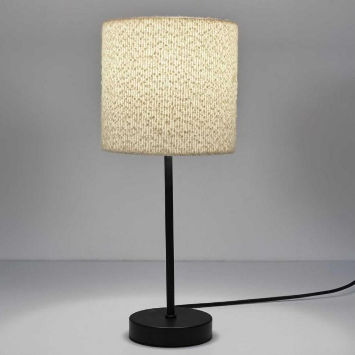 Paris Prix Lampe à Poser en Tissu  Bouclette  38cm Naturel