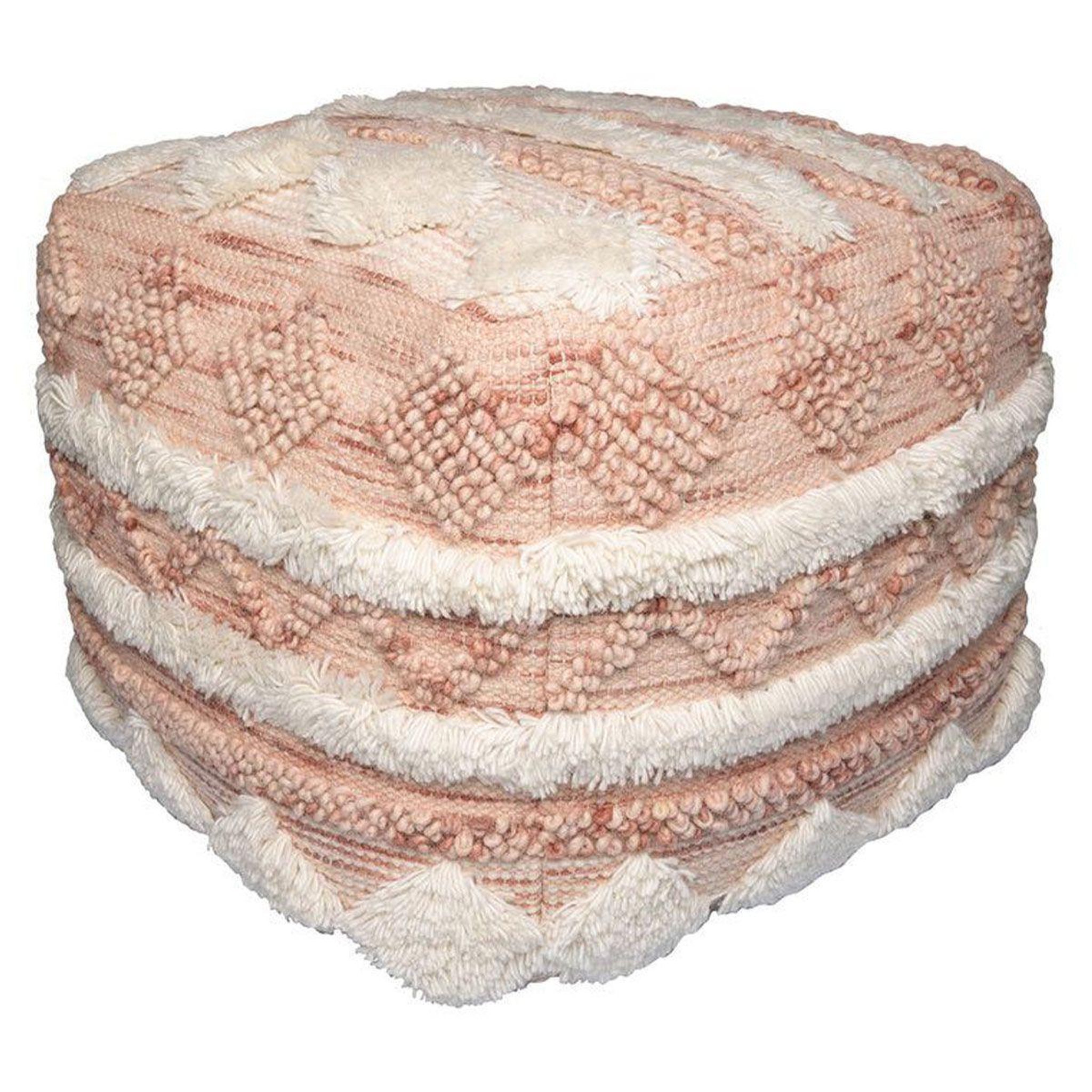 Paris Prix Pouf bohème fait à la main  bohist  50cm rose & crème