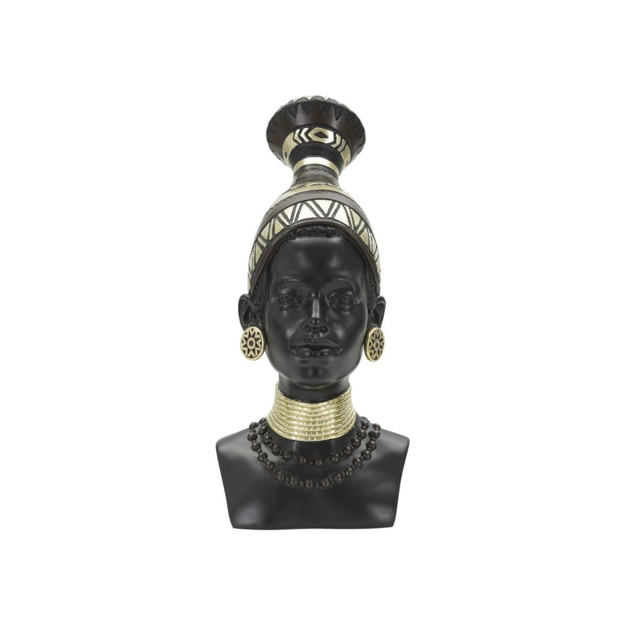 Paris Prix Statuette tête femme tribu  massai  38cm noir