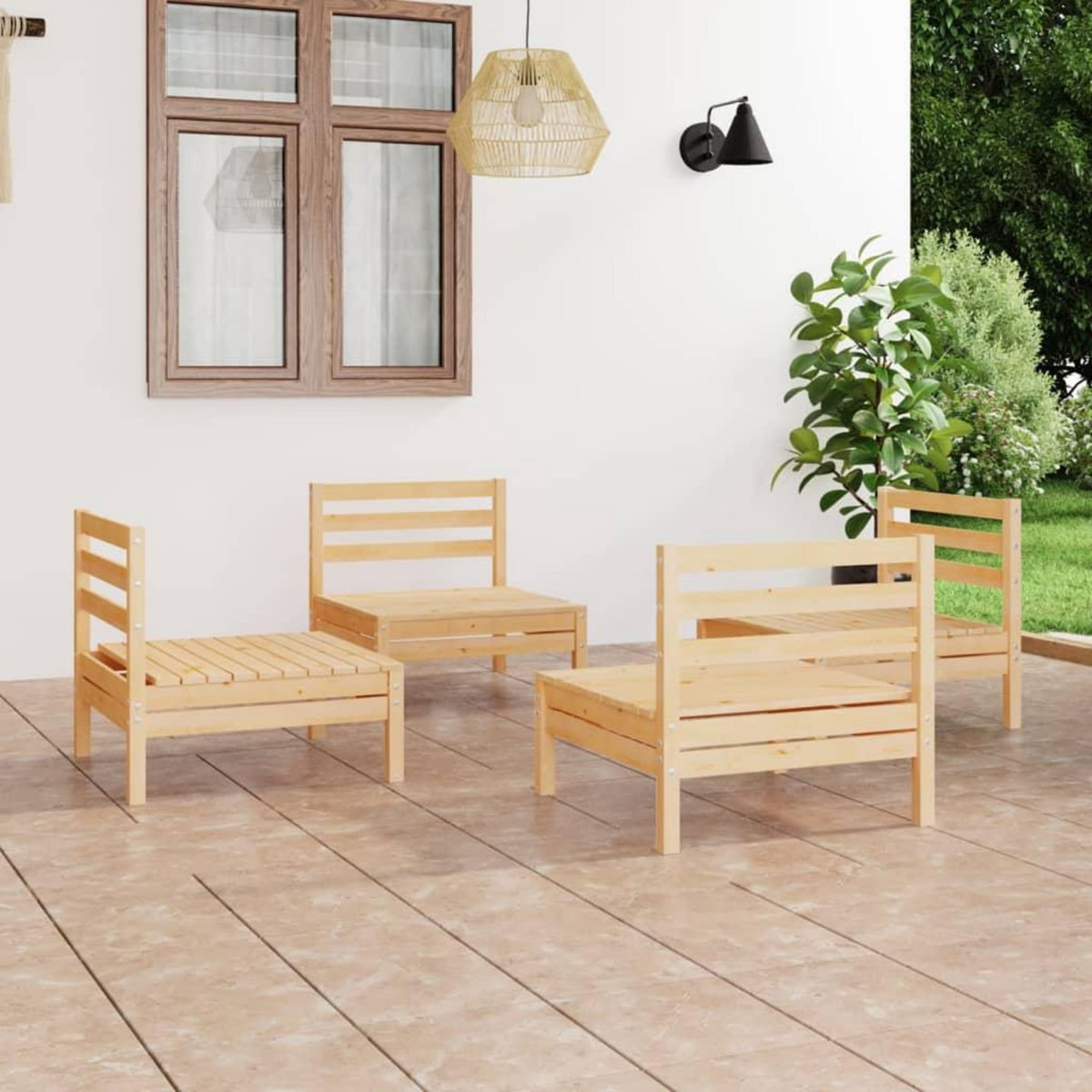 VIDAXL Salon de jardin 4 pcs Bois de pin massif