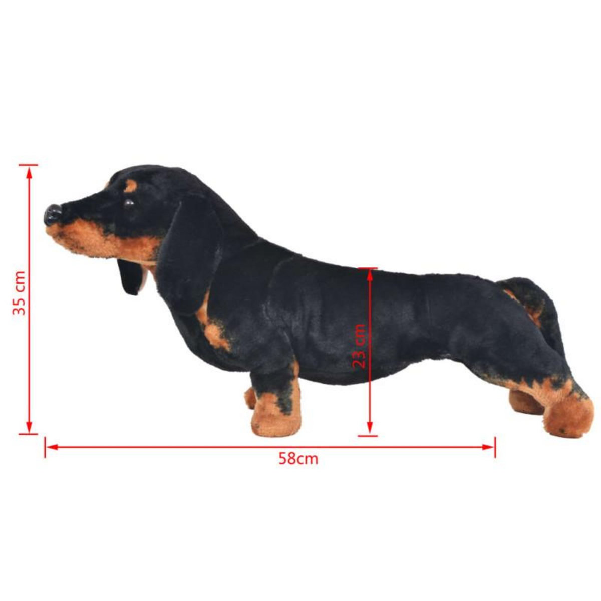 VIDAXL Jouet en peluche Chien de race Dachshund Noir XXL