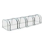 OUTSUNNY Serre de jardin tunnel 3,95L x 1l x 0,8H m 4 portes zippées bâche PVC transparent acier thermolaqué vert