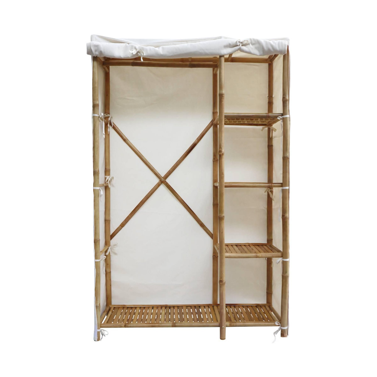 SWEEEK Armoire dressing en bambou. 3 étagères L110 x P40 x H170cm
