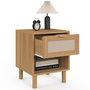 Voir la diapositive 4 : ID MARKET Lot de 2 tables de chevet ROBIN 1 tiroir avec niche bois et effet lin