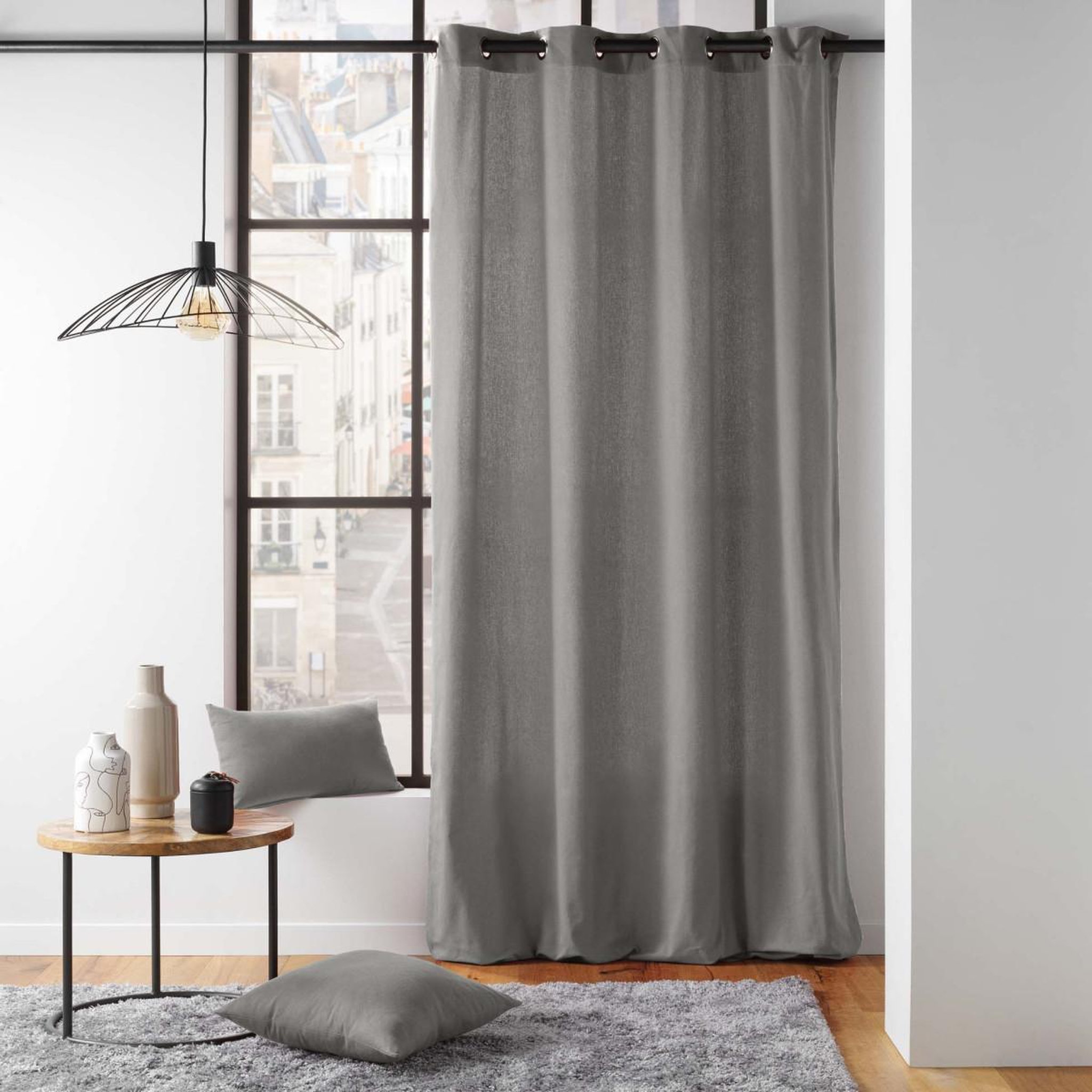 Voir la diapositive 5 : Douceur d'Intérieur Rideau à œillets  twily  135x260cm gris