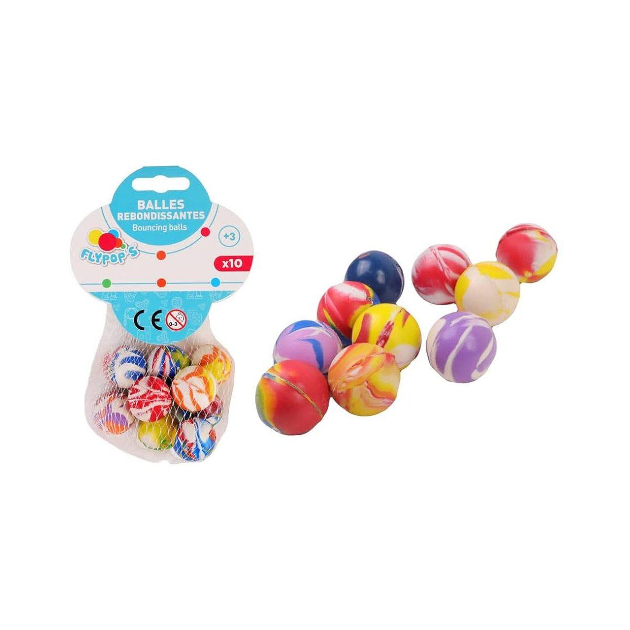 FLYPOP'S Lot de balles rebondissantes par 10