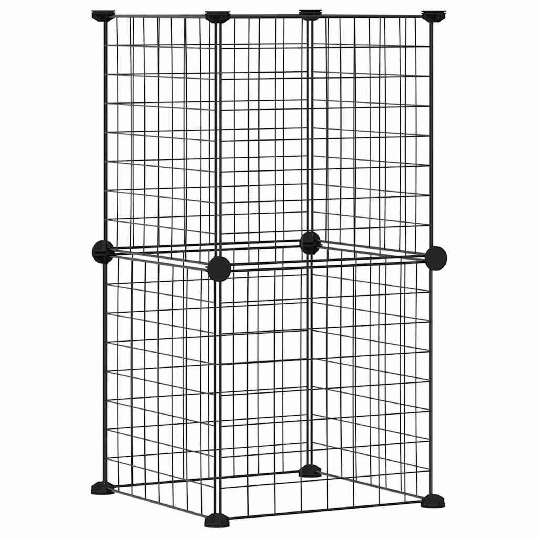 Voir la diapositive 2 : VIDAXL Cage animaux de compagnie a 8 panneaux Noir 35x35 cm Acier