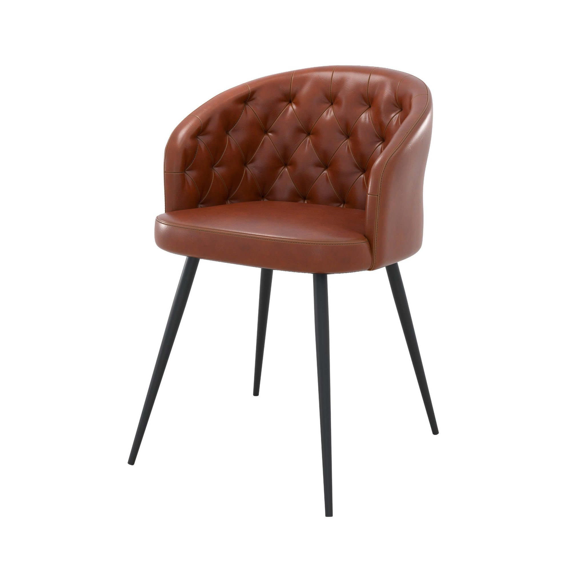 MAISON PAVANE Chaise en cuir de buffle marron et pieds en métal noir-anatole
