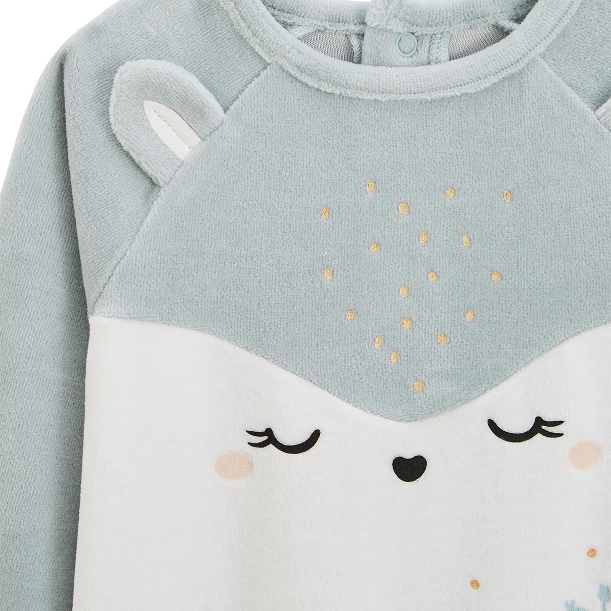 Petit Béguin Pyjama bébé 2 pièces en velours avec pieds Alma