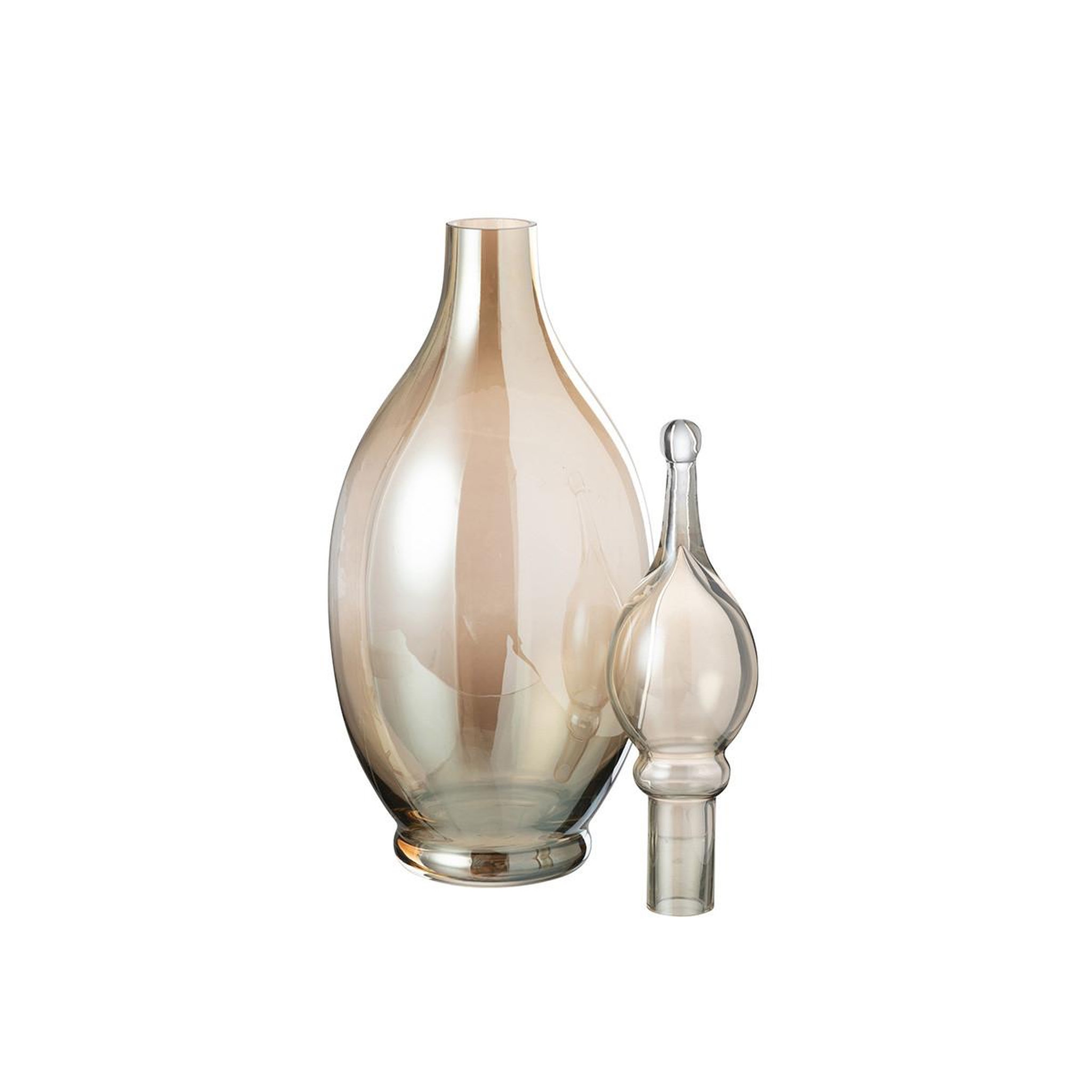 Voir la diapositive 2 : J-LINE Vase bouchon fiole en verre  jo  53cm beige