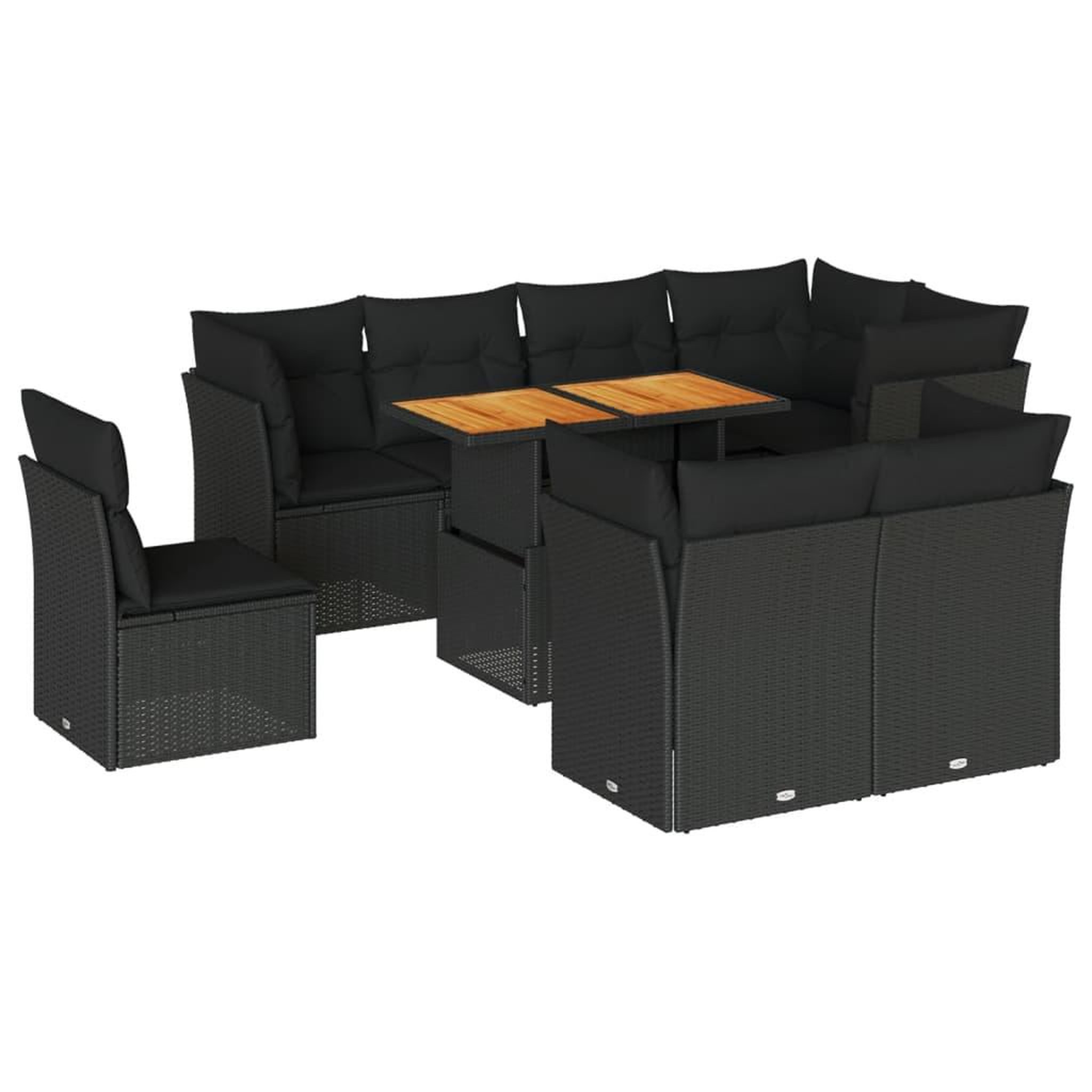Voir la diapositive 2 : VIDAXL Salon de jardin 9 pcs avec coussins noir resine tressee