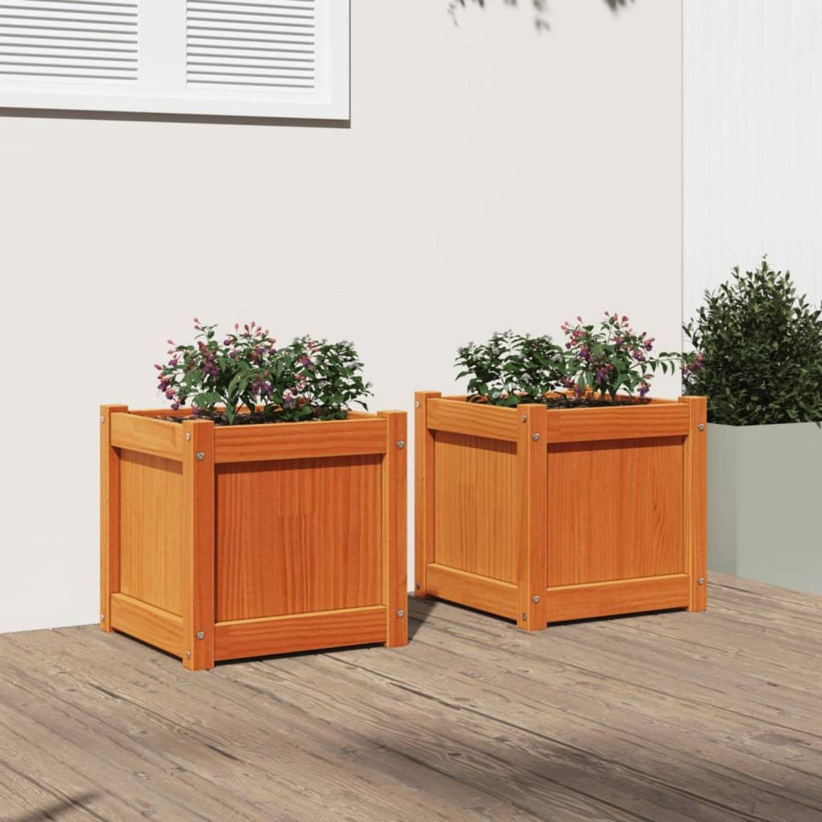 VIDAXL Jardinieres 2 pcs cire marron bois de pin massif