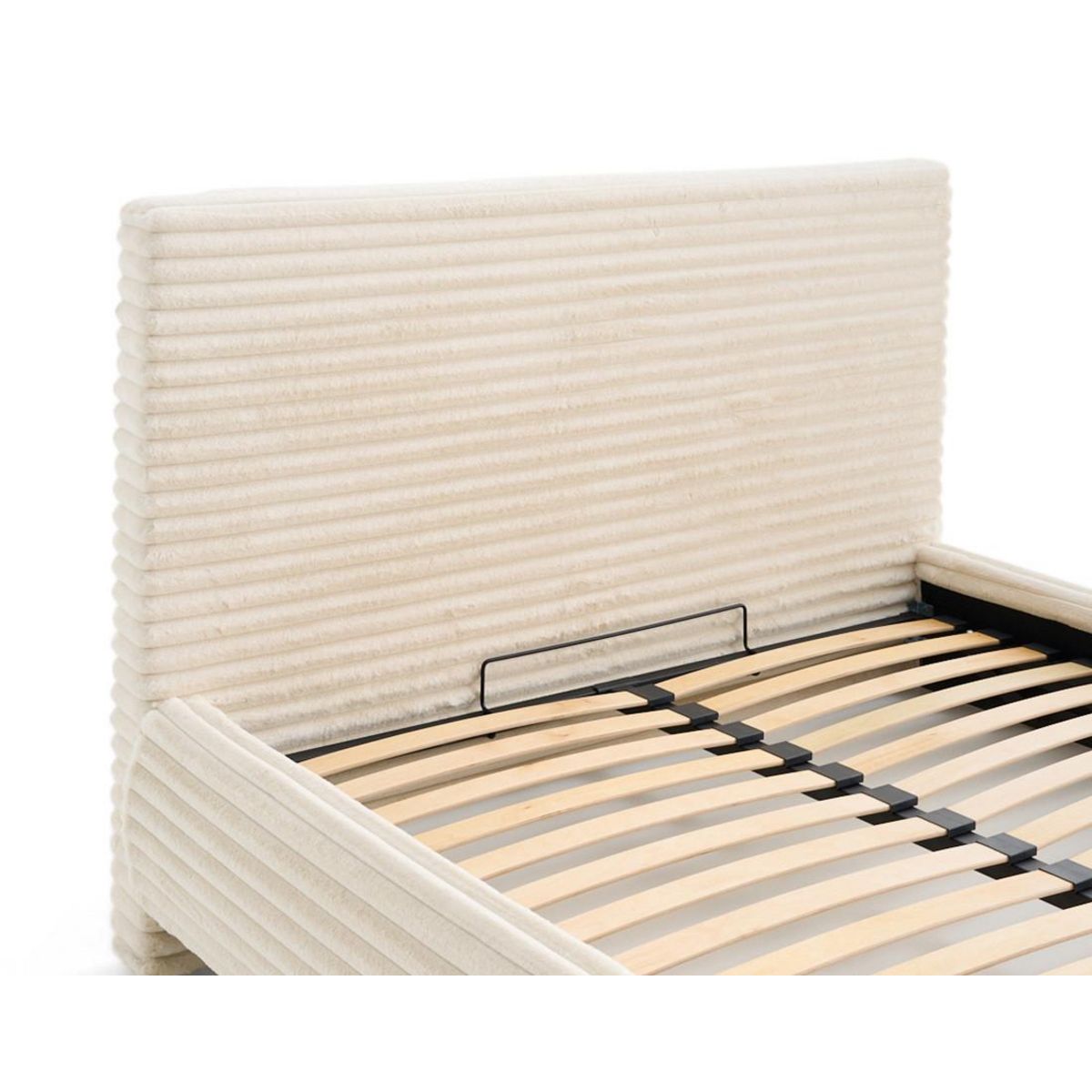 BEST MOBILIER Cristal - lit coffre avec bout de lit - 160x200 - sommier inclus - fausse fourrure côtelée