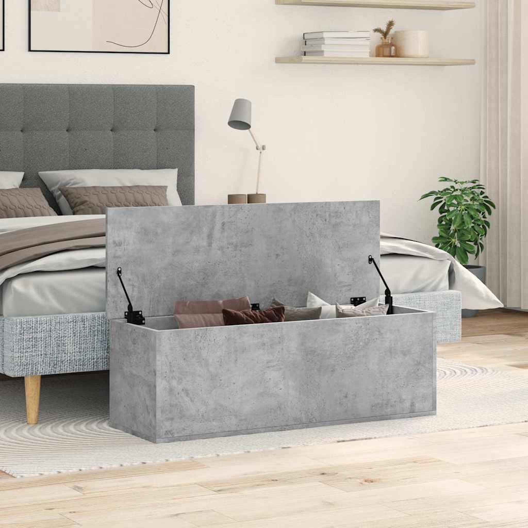 Voir la diapositive 3 : VIDAXL Boîte de rangement gris beton 102x35x35 cm bois d'ingenierie