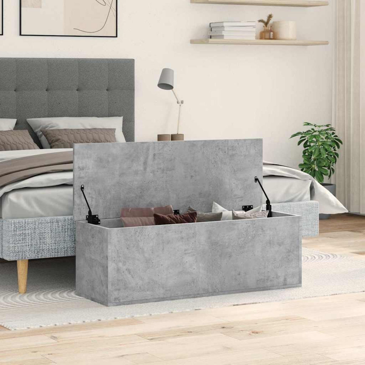 VIDAXL Boîte de rangement gris beton 102x35x35 cm bois d'ingenierie