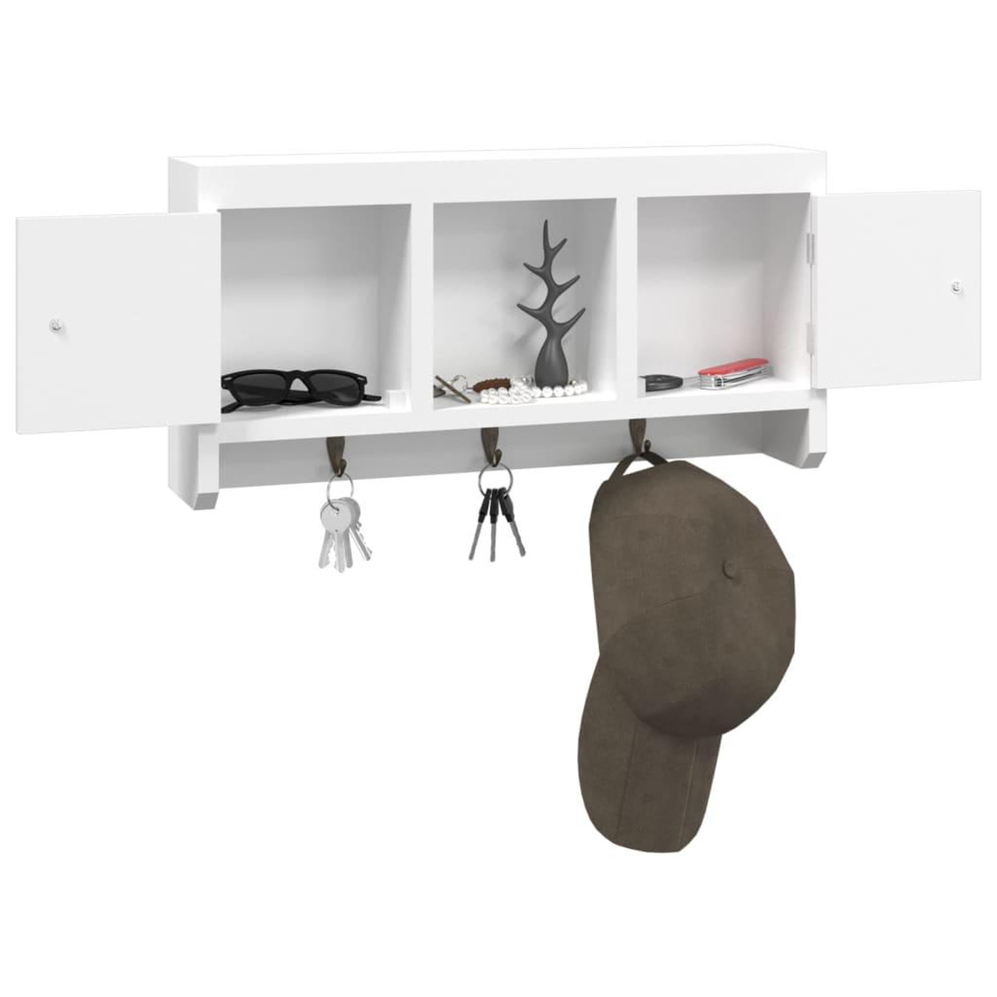 Voir la diapositive 4 : VIDAXL Armoire a cles Blanc 40x8,5x20 cm Bois d'ingenierie et acier