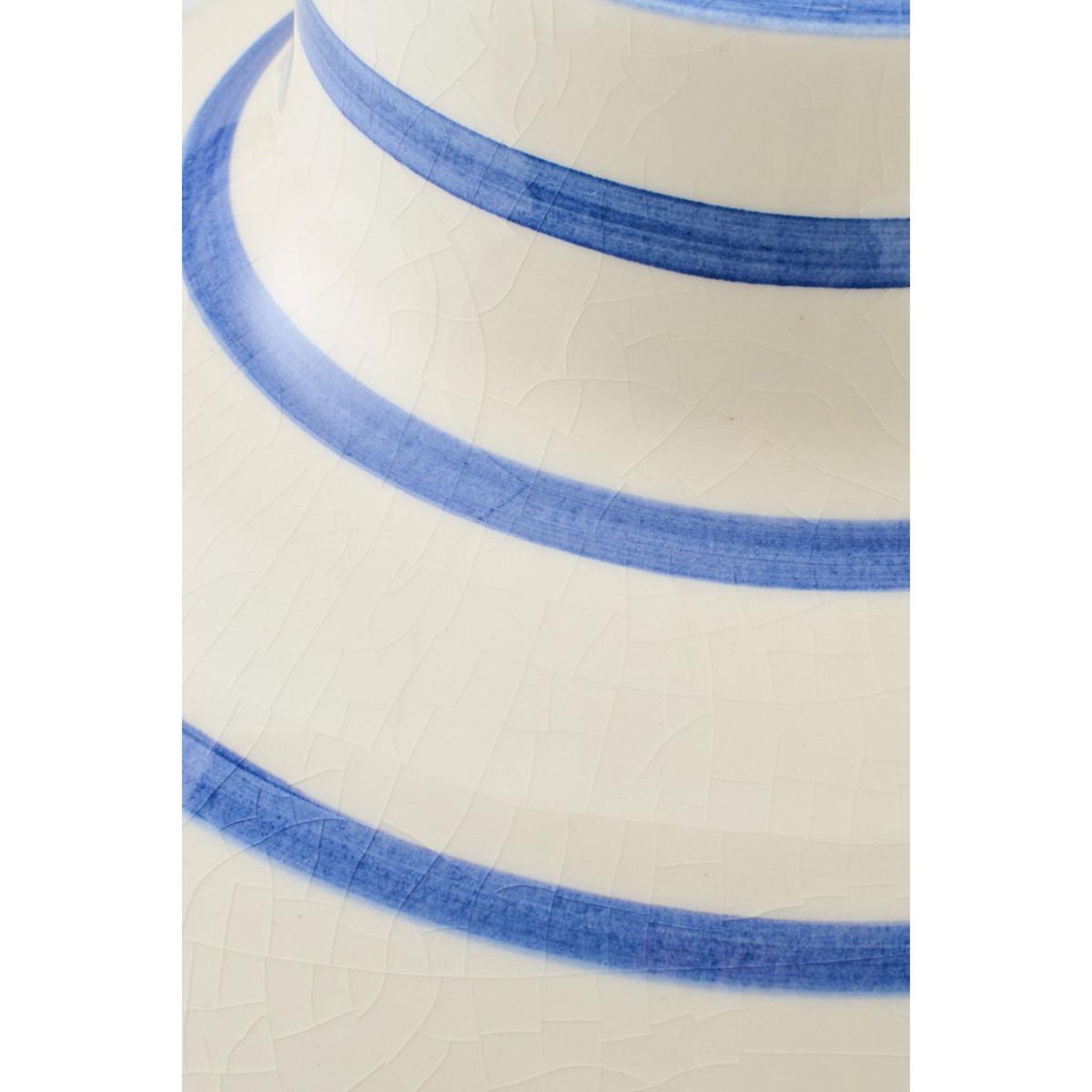Voir la diapositive 2 : J-LINE Vase rayé en céramique  sienne  28cm blanc & bleu