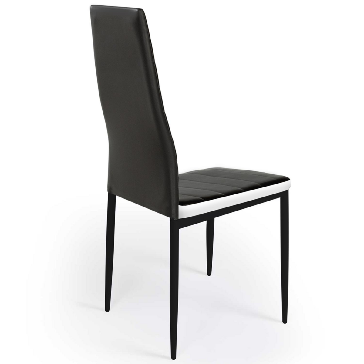 ID MARKET Lot de 6 chaises ROMANE noires bandeau blanc pour salle à manger