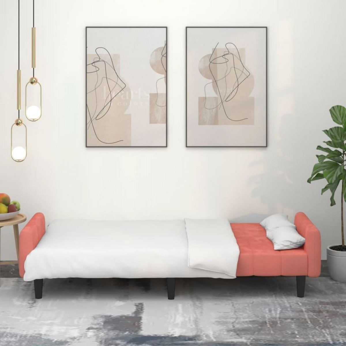 VIDAXL Canape-lit a 2 places rose velours