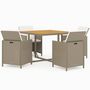 Voir la diapositive 2 : VIDAXL Ensemble a manger de jardin et coussins 5 pcs Poly rotin Beige