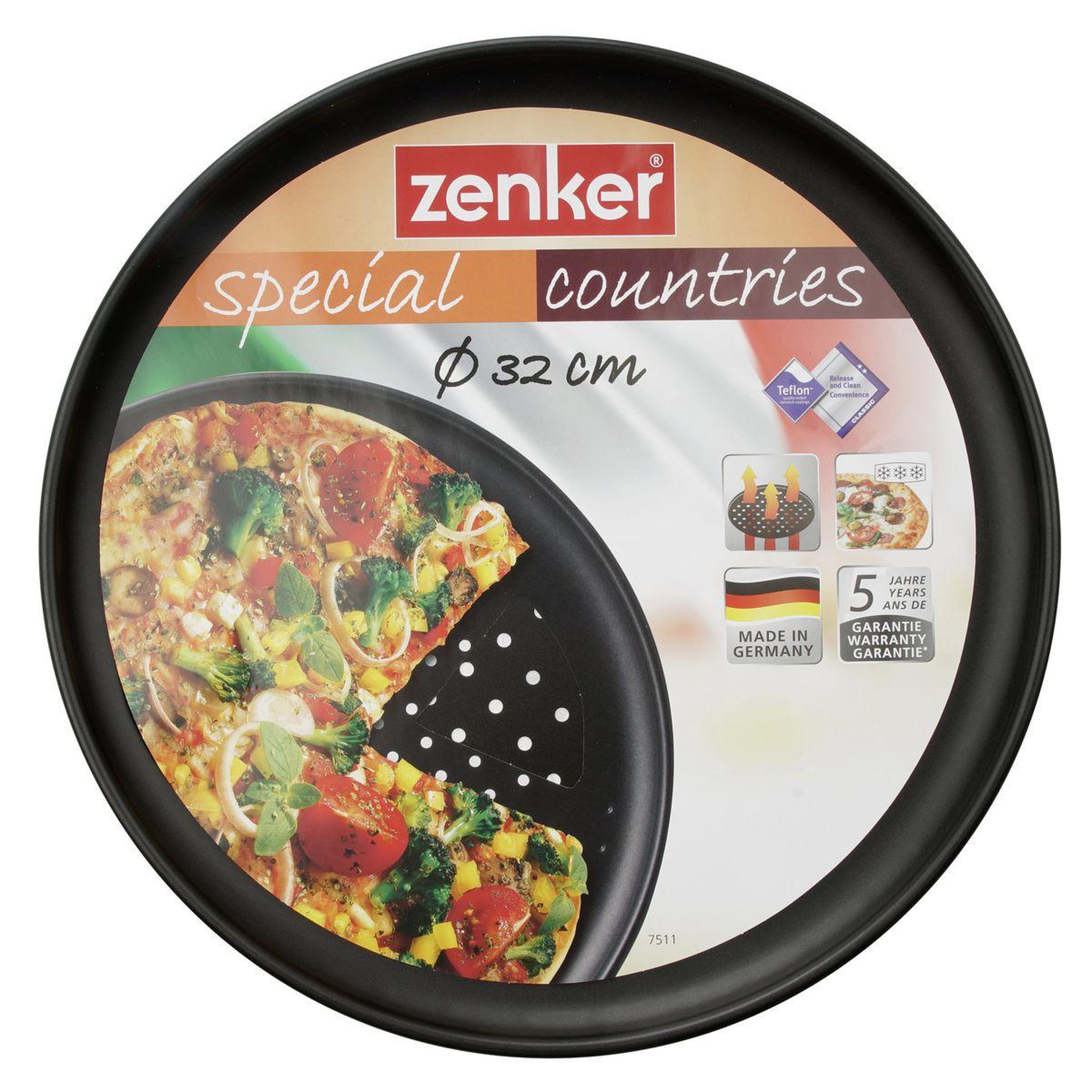 Voir la diapositive 4 : ZENKER Lot de 2 plaques à pizza à fond perforé 32 cm zenker spécial countries