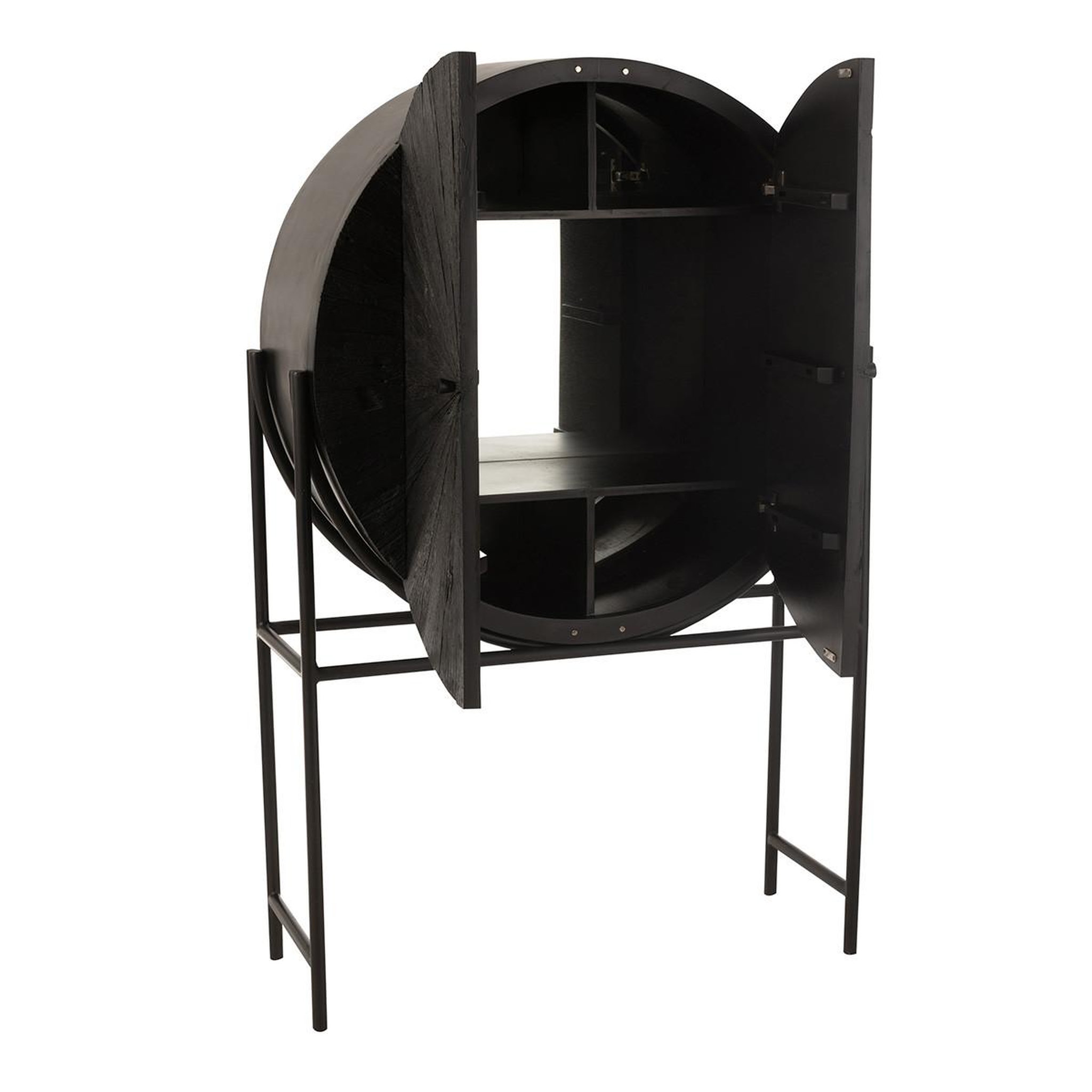 Voir la diapositive 5 : J-LINE Armoire Bar en Bois  Shanil  160cm Noir