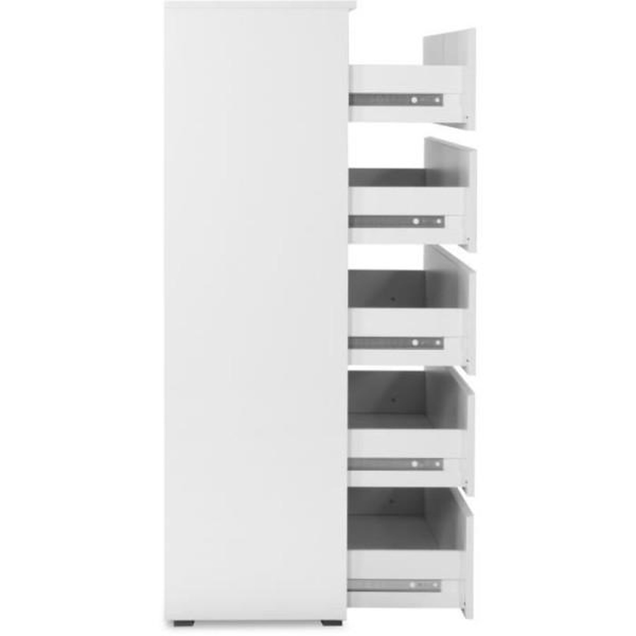Voir la diapositive 6 : MARKET24 Commode capetown - décor blanc brillant - 6 tiroirs - l80 x h131,5 x p40 cm