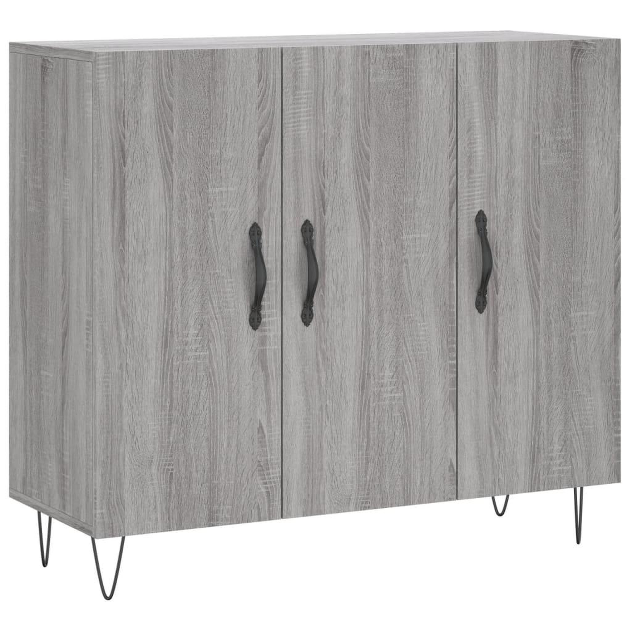 Voir la diapositive 2 : VIDAXL Buffet sonoma gris 90x34x80 cm bois d'ingenierie