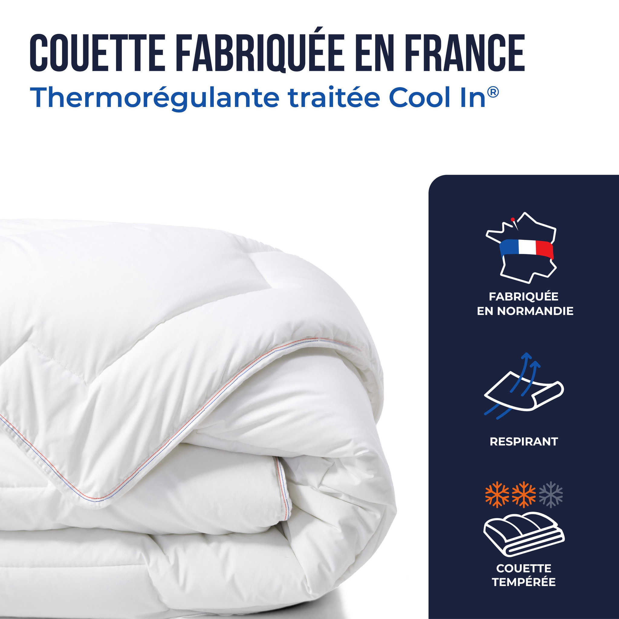 Voir la diapositive 3 : COLAS NORMAND Couette thermorégulante tempérée -240x220 cm