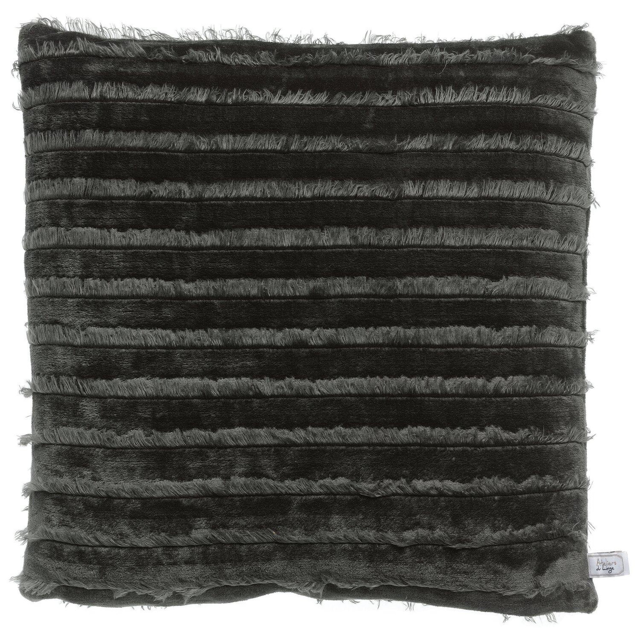 Les Ateliers du Linge Maxi coussin sillon 60x60cm 100% polyester caviar. Coloris disponibles : Gris, Vert