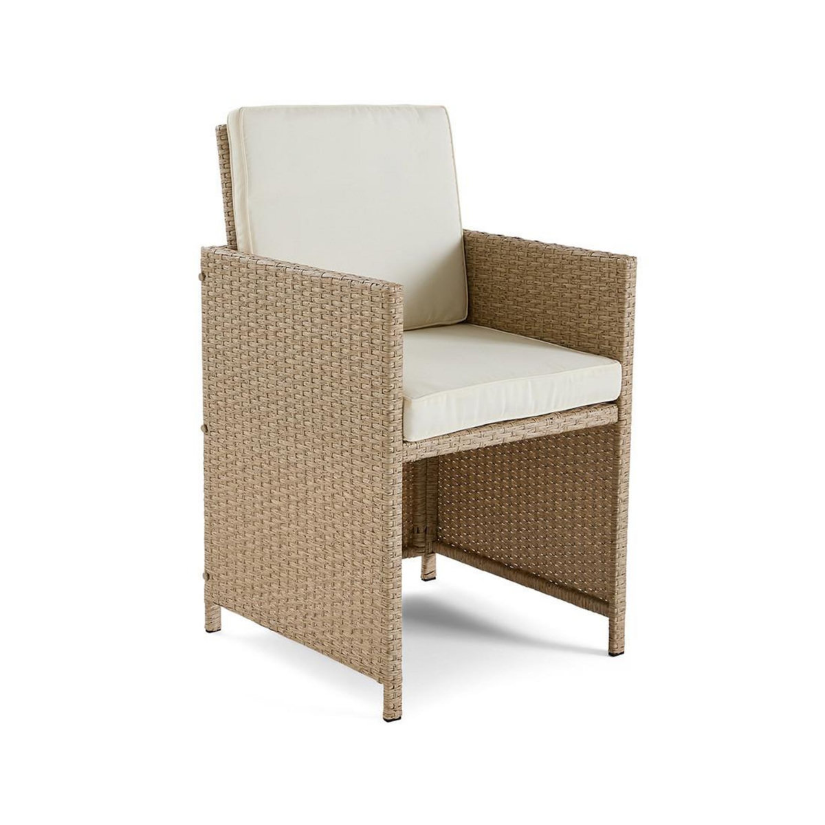 BEST MOBILIER Cuba – salon de jardin encastrable en résine tressé beige - 14 places - coussins beige + housse de protection