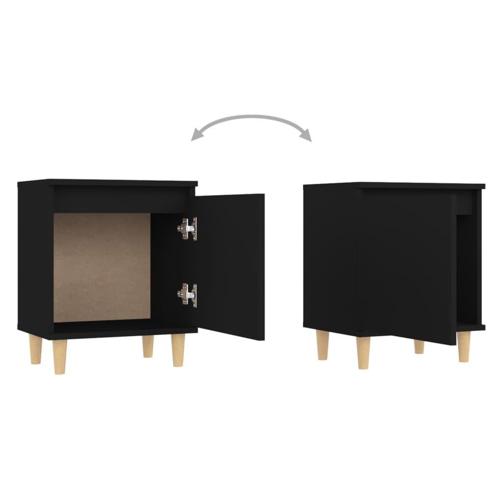 Voir la diapositive 5 : VIDAXL Table de chevet avec pieds en bois massif Noir 40x30x50 cm