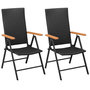 Voir la diapositive 1 : VIDAXL Chaises empilables de jardin lot de 2 Resine tressee Noir