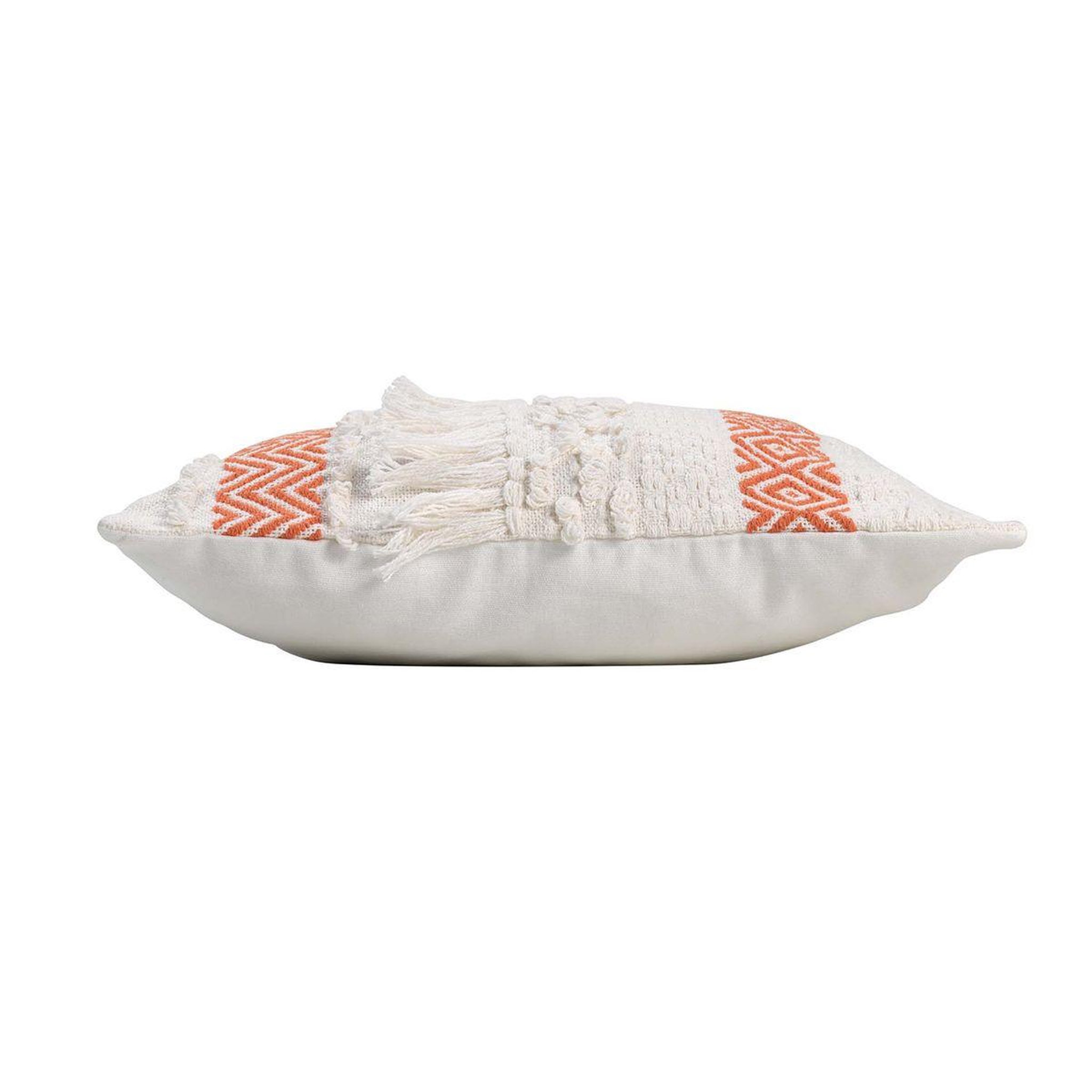 Voir la diapositive 2 : Douceur d'Intérieur Coussin déco à franges  zya  40x40cm orange