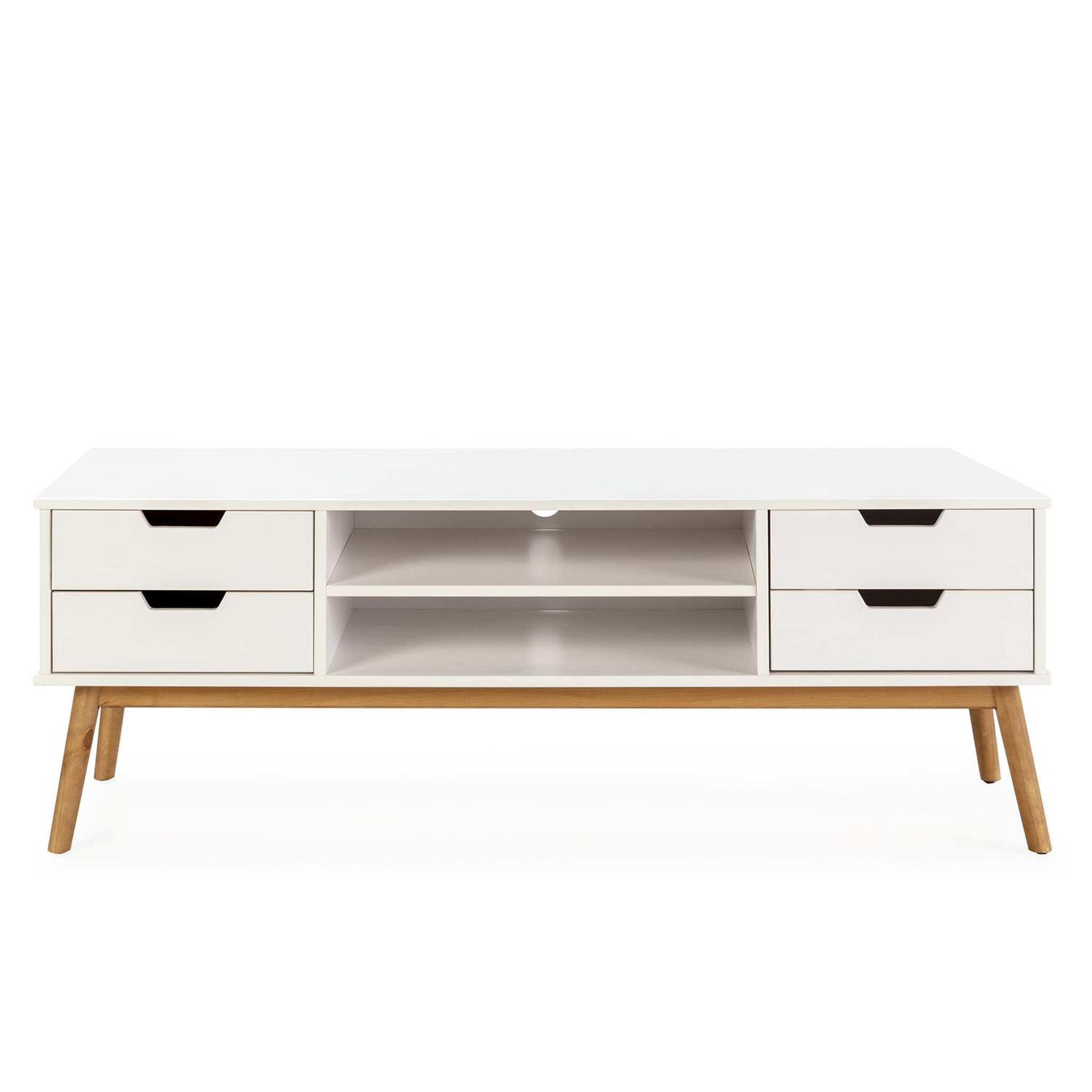 Voir la diapositive 3 : VS VENTA-STOCK Meuble tv Baku 1 porte et 2 tiroir couleur blanc, 140 cm