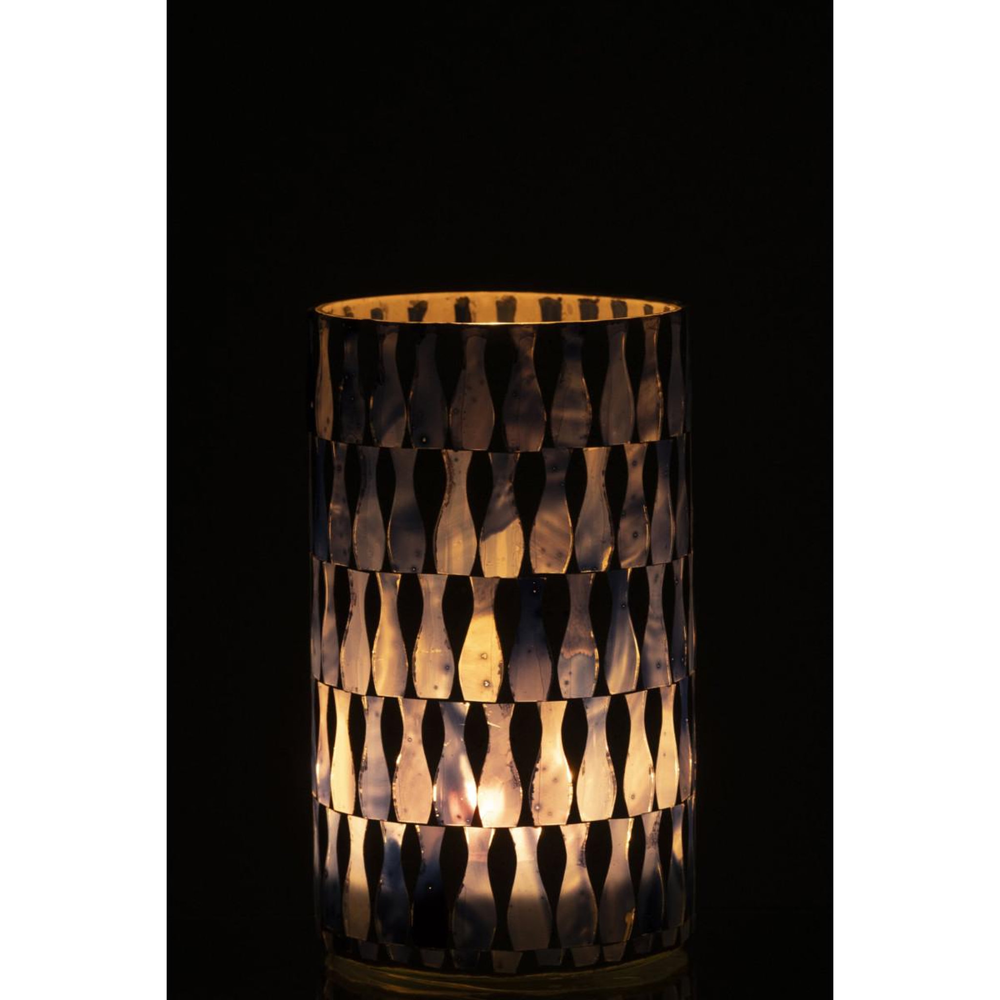 Voir la diapositive 3 : J-LINE Photophore déco en verre  santorin  18cm bleu