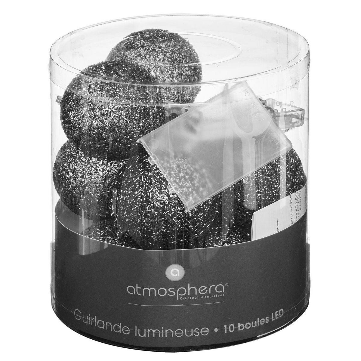 ATMOSPHERA Guirlande LED 10 boules - Noir argenté