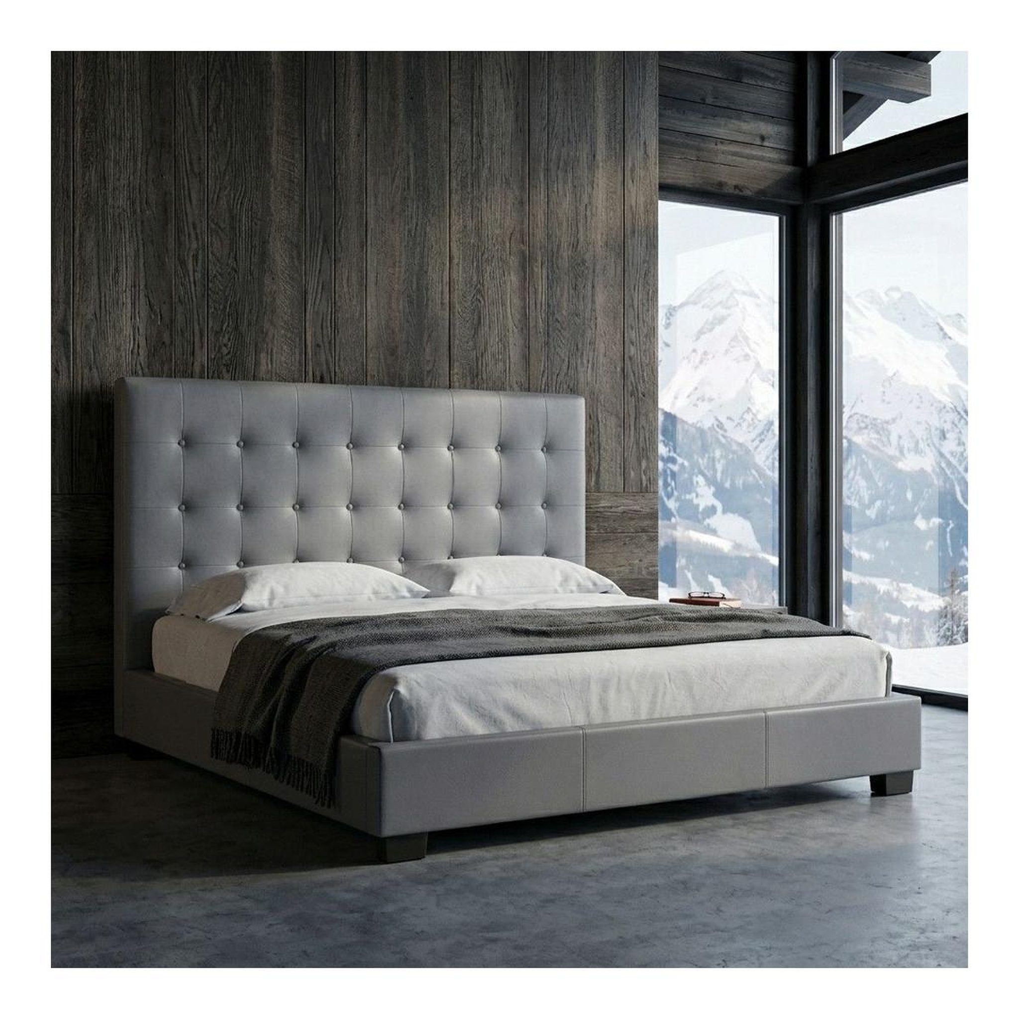 Voir la diapositive 2 : Paris Prix Tête de lit capitonnée  amor  180cm gris
