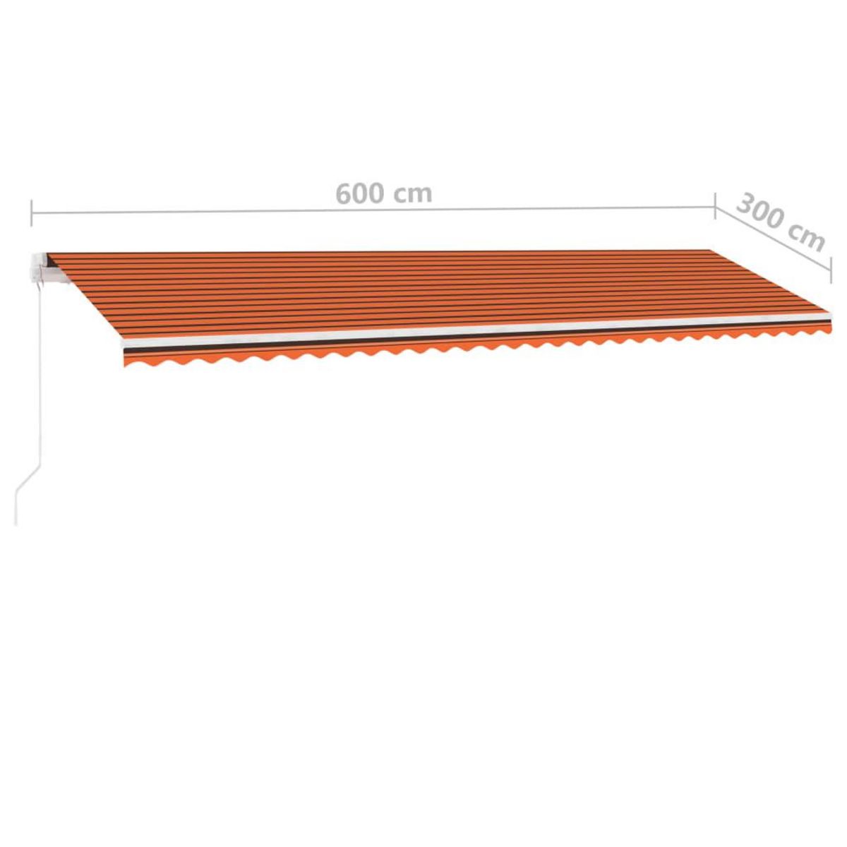 VIDAXL Auvent manuel retractable avec LED 600x300 cm Orange et marron