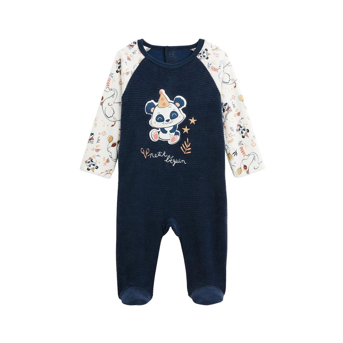 Petit Béguin Pyjama bébé en velours Cirque d'automne