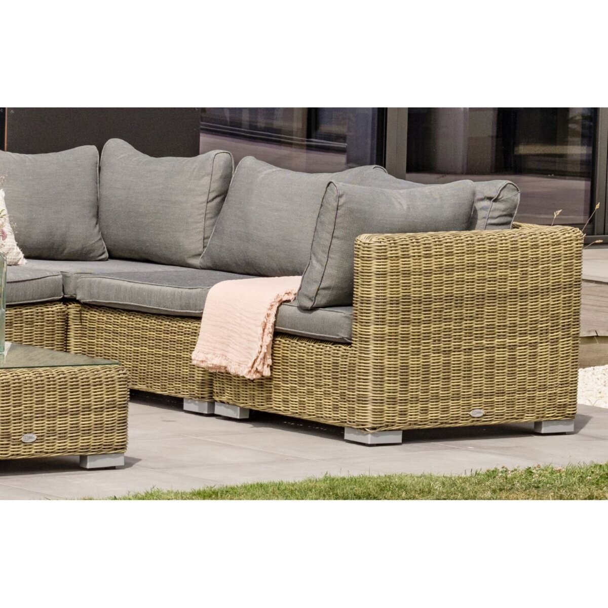 PARIS GARDEN Salon bas de jardin modulable - 6 places - Résine tressée - miel - MONTMARTRE