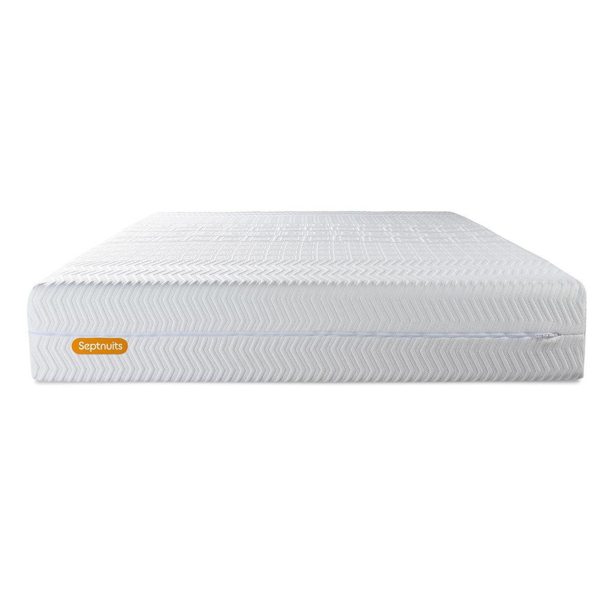 SEPTNUITS Matelas + double sommiers Memo Bio Mousse à mémoire de forme 5 zones de confort Maxi épaisseur Déhoussable