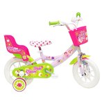 Vélo enfant - Modèle 12'' Pink Bloom pour enfant de 85 à 100 cm - 1 Frein - Panier avant - Porte poupée arrière et roues bâtons